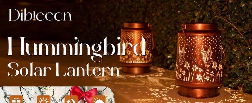 Hummingbird Birthday Gifts for Women Mom Grandma Solar Lanterns Outdoor Waterproof Garden Decor Metal Hanging LED Decorative Light for Patio Yard Lawn Backyard Front Porch Gardening Gifts
