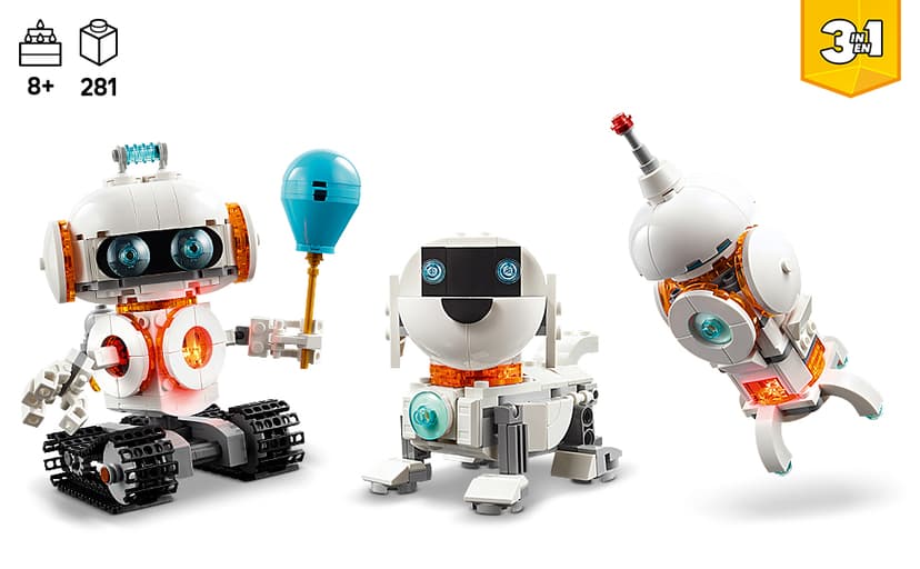 LEGO Creator 3 in 1 Space Robot Toy - Building Toy Kit for Kids with 3 Options, Robot, Spaceship, or Dog - 8 Year Old Boy & Girl Birthday Gifts - 31164