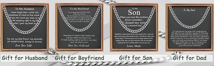 JoycuFF Mens Cuban Link Chain Necklace for Boyfriend Gold Silver Stainless Steel 6MM 10MM Hip Hop Anniversary Birthday Christmas Jewelry for Men