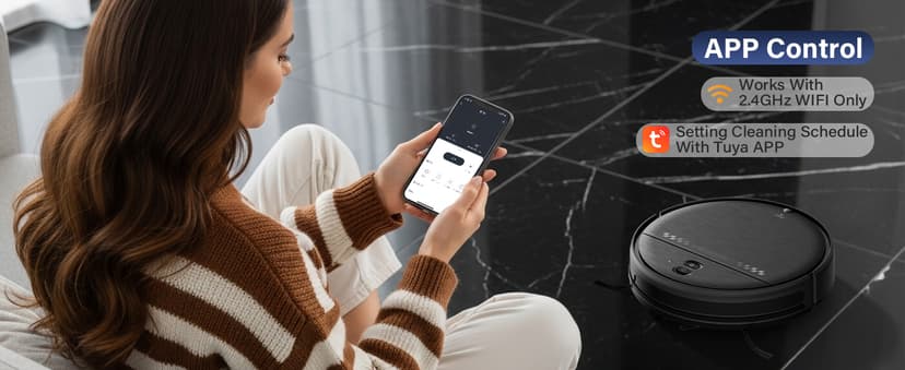 Robot Vacuum and Mop Combo, 2-in-1 Robot Vacuum Cleaner, Perfect for Pet Hair, Hard Floor and Carpet, Anti-Bump, Anti-Fall, App, Voice and Remote Control