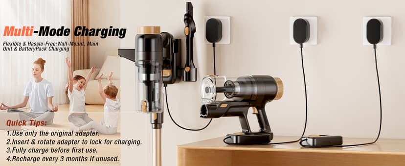 Cordless Vacuum Cleaner, 580W 48KPA 70 Mins Vacuum Cleaners for Home, Self-Standing Stick Vacuum with Touch Screen, Wall Mount Charge, Ultra High-Power Brush for Pet Hair/Plush Carpet/All Floor