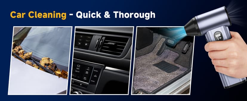 Compressed Air Duster with150,000RPM Brushless Motor, 8000mAh Battery, LED Light, 4-Gear Adjustable Electric Air Blower for Home, Car, Computer, Outdoor