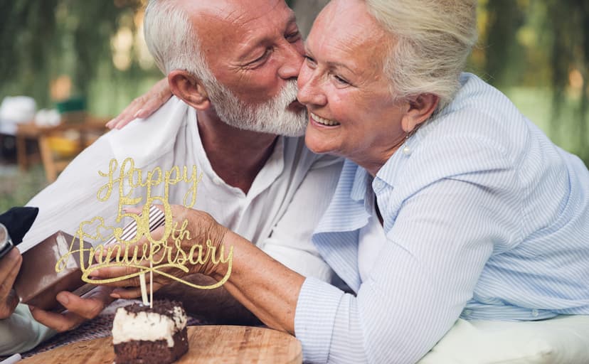 Sleyberoy golden Glitter Happy 50th Anniversary Cake Toppers -Wedding Anniversary Party Decorations, 50th Wedding Anniversary, Company Anniversary Party, Birthday Party Decorations