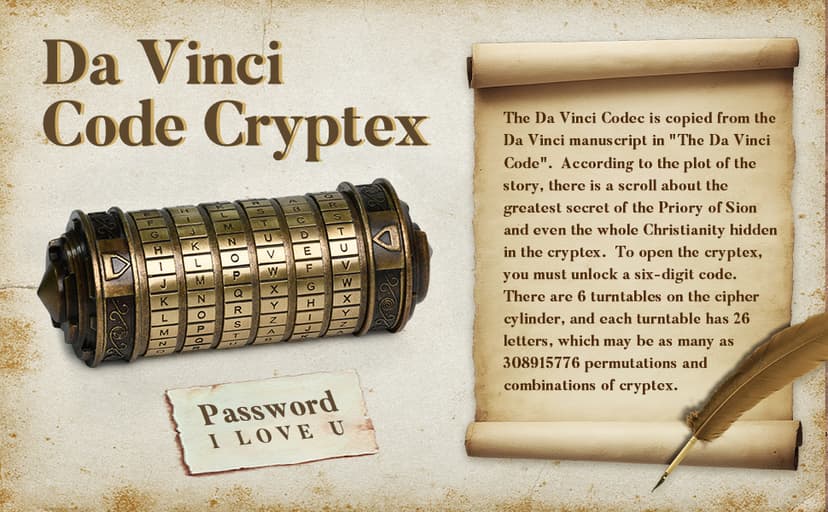 Cryptex Da Vinci Code Mini Cryptex Lock Puzzle Boxes with Hidden Compartments Anniversary Valentine's Day Romantic Birthday Gifts for Her Gifts for Girlfriend Box for Men