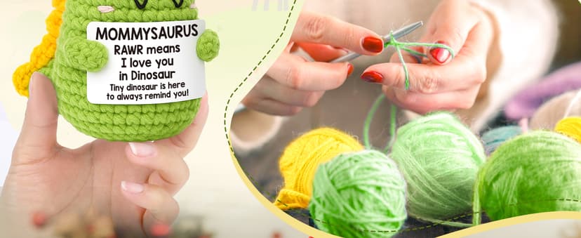 Mini Gifts for Mom Christmas I Love You Mommy Gift Handmade Crochet Dinosaur Mom Gifts for Christmas Birthday Gift for Mama Mother- in- Law New Bonus Step Moms Mother from Daughter Son Husband