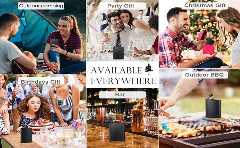 BALABALA Hip Flasks for Liquor for Men Women 12 pcs 8Oz Matte Black Stainless Steel Flask with 12 pcs Funnels for Wedding Party Groomsman Bridesmaid Birthdays Gift