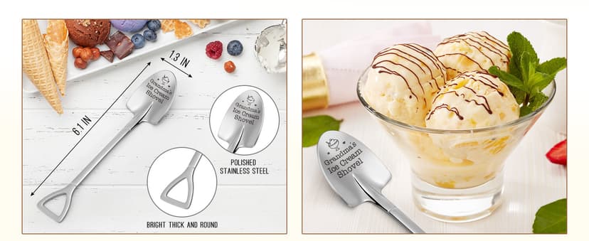 Gifts for Grandma Funny Christmas Grandma Birthday Gifts for Women Grandmother Gigi Nana Granny Mothers, from Grandkids for Christmas Stocking Stuffers Cute Engraved Grandma's Ice Cream Shovel Spoon