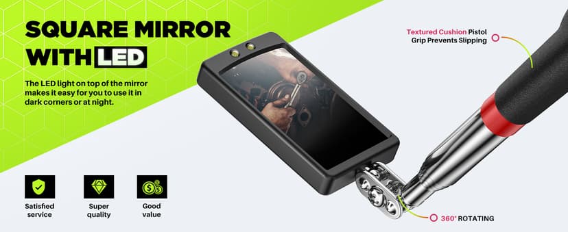 Telescoping Magnetic Pickup Tool Set, Inspection Mirror Telescoping, LED Flashlight, Cool Gadgets for Men, Gifts for Dad, Husband, Kids, Boyfriend, Magnet Stick