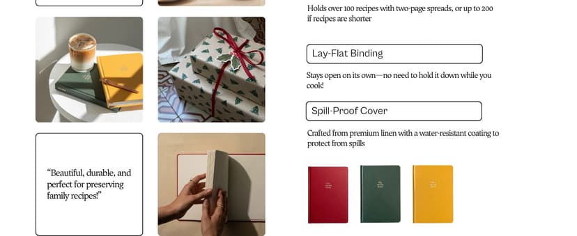 Kunitsa Co. Recipe Notebook - Keepsake Gift, Hardcover Blank Recipe Book to Write In Your Own Recipes with Journaling Prompts About the Chef, 100 Recipes, Dark Pine