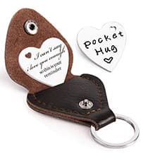 Qunrwe Pocket Hug Token,Long Distance Gifts Keepsake,Double Sided Inspirational Thinking of you Gift with Leather Keychain