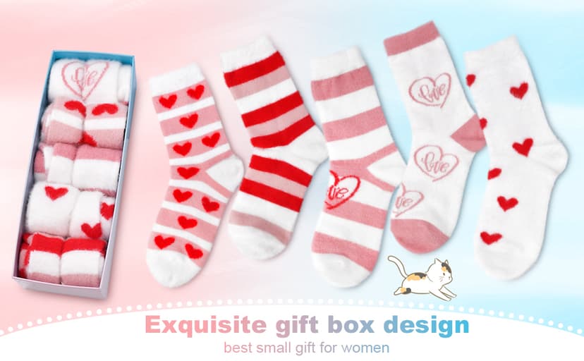 FilmHOO Fuzzy Socks for Women Cozy Fluffy Warm Socks Birthday Christmas Gifts for Women Mom Valentines Day Gifts for Her