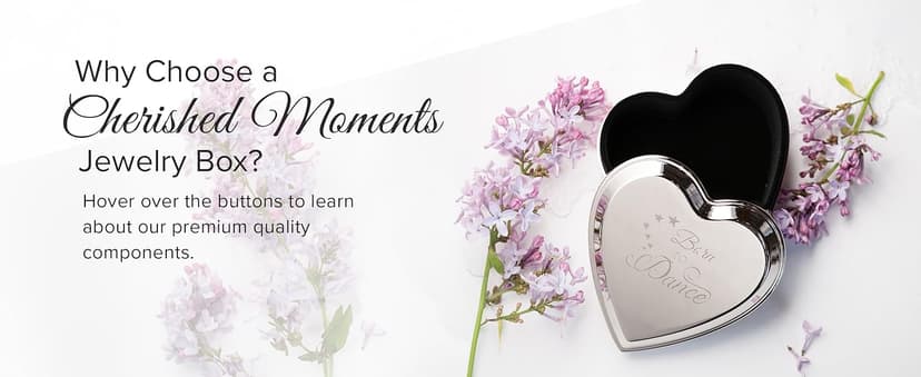 Cherished Moments Personalized Heart Jewelry Keepsake Box with Custom Engraved Cross and Name for Baby Baptism Gift for Girls, Silver Toned