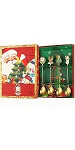 Christmas Teaspoon Gift Set of 4 |Premium 5.6 Inch Stainless Steel Small Spoon | Coffee Spoons for Dessert & Tea | Christmas Decorations Indoor & Kitchen Decor | Hostess Gifts