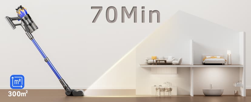 Cordless Vacuum Cleaner, Upgraded 600W 50KPA 70Mins Cordless Stick Vacuum Cleaner with Self-Standing and Touch Screen, Anti-tangle Wireless Vacumm, Vacuum Cleaners for Home/Pet Hair/Carpets/Floors
