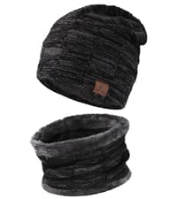 Winter Beanie Hat Scarf Touchscreen Gloves Set for Men and Women, Beanie Gloves Neck Warmer Set with Warm Knit Fleece Lined