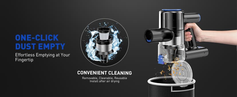 Cordless Vacuum Cleaner, 45KPA 8 in 1 Lightweight Vacuum Cleaners for Home, 50Mins Anti-Tangle Stick Vacuum, LED Display, Rechargeable Vacuum for Pet Hair/Carpet/Floor (Blue)