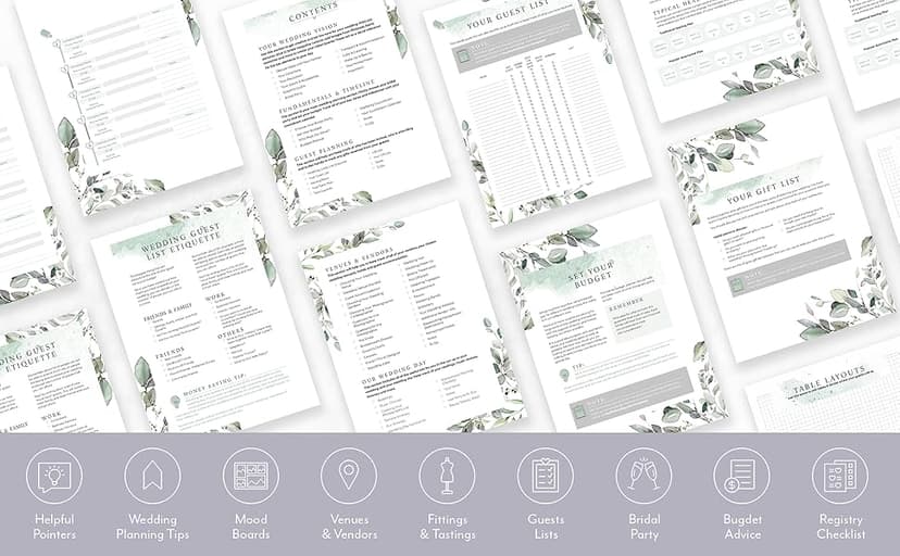 Your Perfect Day Wedding Planner Book and Organizer - Wedding Planner Book - Bridal Planning Binder with Countdown Calendar - Bride Gifts - (FLORAL)