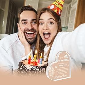 Gifts for Girlfriend, Birthday Anniversary Cute Presents for Women GF, I love you Romantic Gift Paperweights 3.9" x 3.9" Acrylic Heart Plaque, Christmas Gift for Her