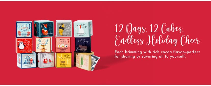 Thoughtfully Gourmet, 12 Days of Christmas Hot Chocolate Gift Set, Flavors Include Rocky Road, Cookies Butter, Pumpkin Pie & More, Set of 12