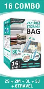 20 Pack Vacuum Storage Bags, Space Saver Bags (4 Jumbo/4 Large/4 Medium/4 Small/4 Roll) Compression for Comforters and Blankets, Sealer Clothes Storage, Hand Pump Included