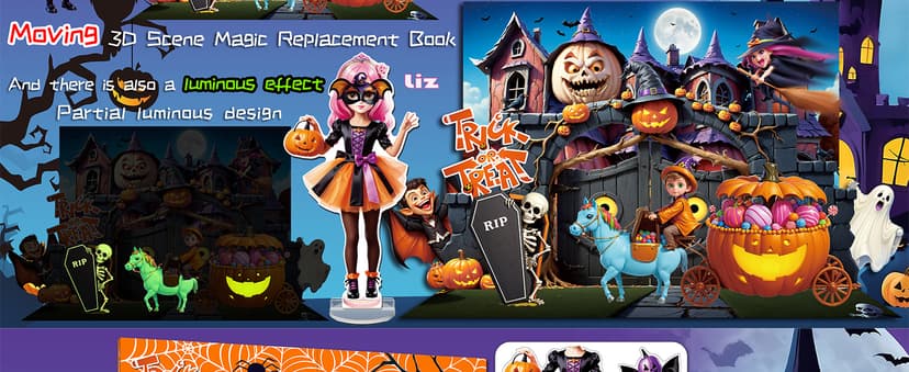 Halloween Magnetic Dress Up Dolls for Kids, Spooky Witch & Pumpkin Fairy Costume Dress Up Set with 3D Haunted House Scene, Travel Activity Toy Gift for Toddler Girls & Boys Ages 3 4 5 6 7
