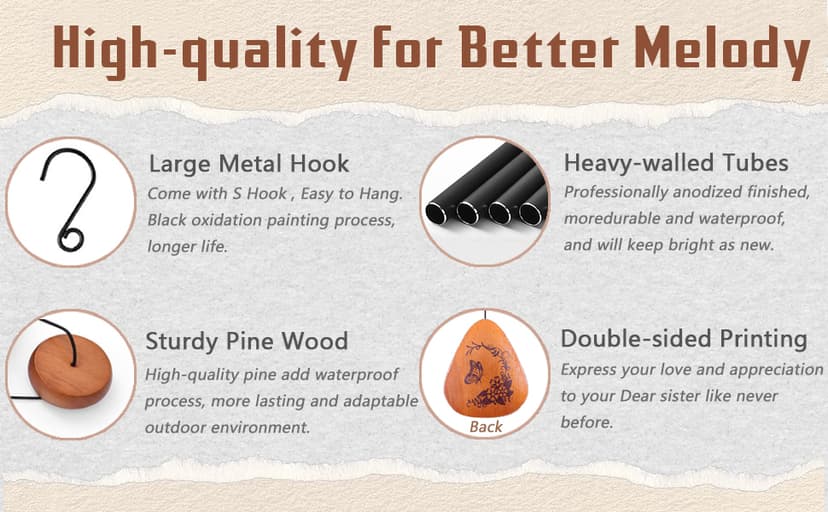 Sister Gifts, Sister Birthday Gift, 32" Sister Butterfly Wind Chimes, Sisters Gifts from Sister for Christmas Mothers Day