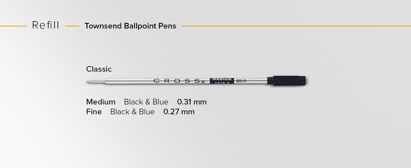 Cross Townsend Refillable Rollerball Pen Presented in a Luxury Gift Box - Medium Point, Black Ink, Black & Gold