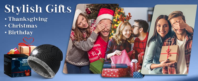 HIGHEVER LED Beanie Hat with Light: Christmas Stocking Stuffers for Men Adult Cool Gifts for Teen Boys Men Dad Winter Gifts