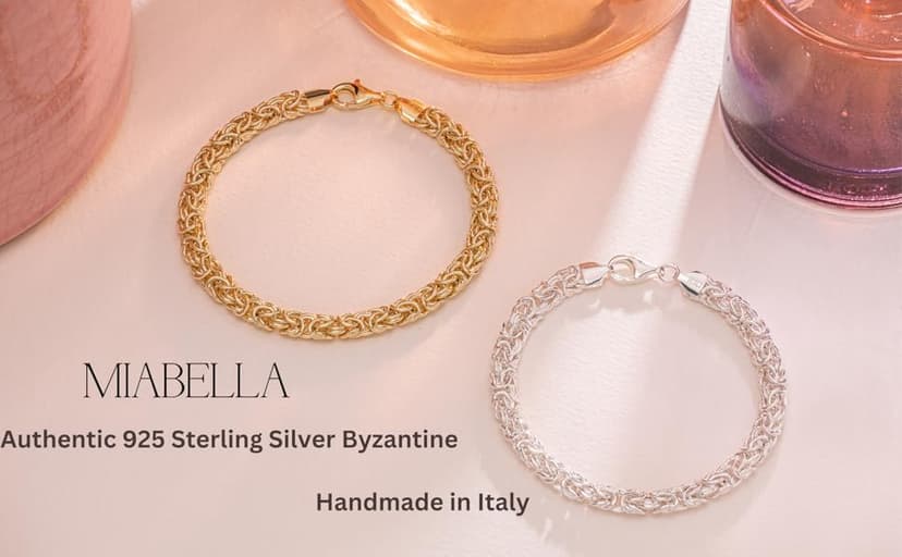 Miabella Italian 925 Sterling Silver Byzantine Bracelet for Women, Handmade in Italy