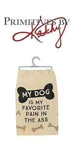 Primitives by Kathy Cotton Dish Towel Set - Dog Design, Kitchen/Bathroom Decor, Tea Towels, 28"x28"