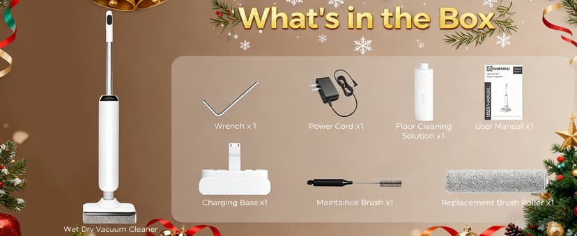 Wet Dry Vacuum Cleaner, 180° Lay-Flat Cordless Vacuum Mop Combo with Edge Cleaning, All-in-One Floor Cleaner for Hard Floors, Self-Cleaning, 45mins Runtime, LED Display, Voice Prompts