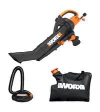 WORX Trivac 3-in-1 Electric Leaf Blower for Lawn Care, Leaf Mulcher/Leaf Vacuum with Bag, 350 CFM & 210 MPH, Leaf Shredder with Metal Impeller, Reusable Bag Included, Corded, WG505.2