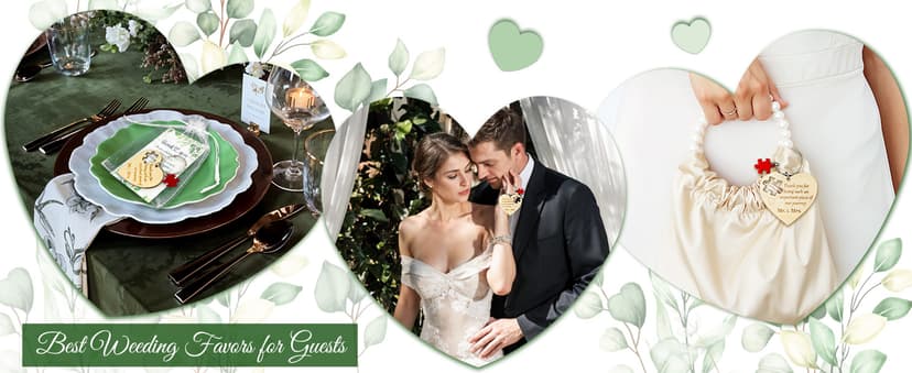 AerWo 50 Sets Wedding Favors for Guests, Wedding Party Favors with Rustic Wood Heart Puzzle Keychains Thank You Cards and Organza Bags, Wedding Gifts for Guests Wedding Bridal Shower Thank You Gifts