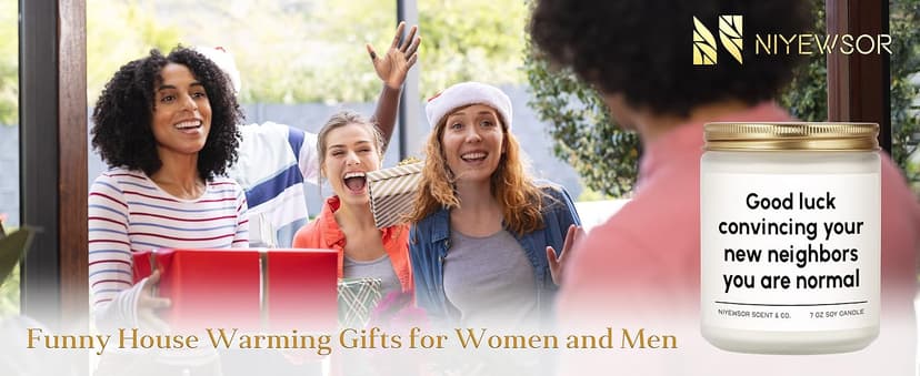 Niyewsor House Warming Gifts, New House/Home Candle, Funny Housewarming Gift for Friends, New Homeowner Gifts, First Apartment Essentials, Moving Away Gift, Handmade, 7oz