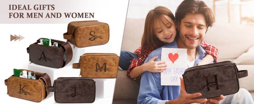 Janhavi Personalized Toiletry Bag for Men, Gifts for Boyfriend, Toiletry Bag For Shower Caddy,Personalized Initials & Mountain, Mens Toiletry Travel Bag, Travel Essentials for Men (Brown J)