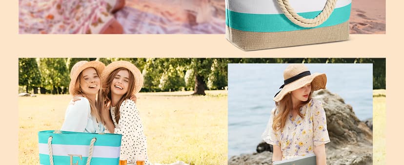 YOOLIFE Beach Bags for Women - Travel Canvas Beach Tote, Pool Waterproof Bag, Travel Essentials, Gifts for Women Birthday