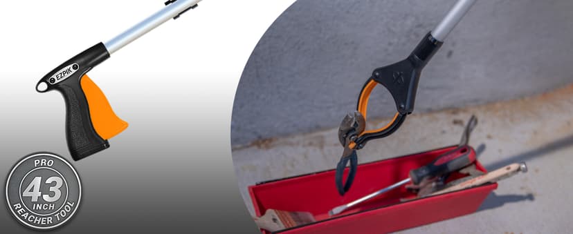 EZPIK Pro 43" Foldable Grabber Reacher Tool for Seniors - Grabbers for Elderly Reaching Tool Heavy Duty Pickup Trash Picker Upper Equipment - Claw Grabber Stick for Reaching Aids, Weed Gripper