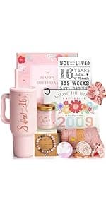 Sweet 16 Gifts for Girls - 16 Year Old Girl Gifts - Happy 16th Birthday Party Decorations for Girls Pink - 11 Pieces Unique Sweet Sixteen Gift for Teen Girl, Daughter, Niece, Granddaughter