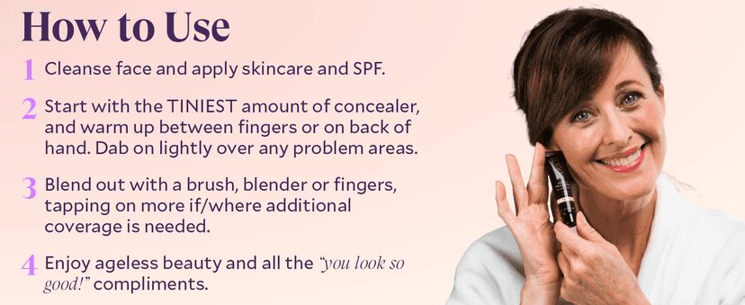 Fièra Luxury Concealer & Foundation with Anti-Aging Ingredients - Full Coverage for Dark Circles, Wrinkles, Fine Lines, and Spots, All-Day Wear For Mature Skin - Light, 0.5 FL. OZ. / 15 ML