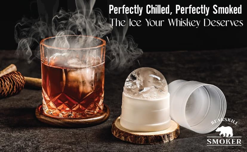 Whiskey Smoker Kit with Torch - 6 Natural Wood Chips Flavors, 2 Glasses, 2 Ice Molds - Cocktail Smoker Infuser Kit, Old Fashioned Smoker Kit, Birthday Bourbon Whiskey Gifts for Men, Dad(No Butane)