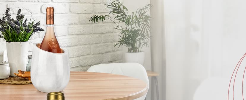 Gusto Nostro Marble Wine Chiller Bucket - 750ml Wine Bottle Cooler and Champagne Chiller for Party, Kitchen, Bar Cart Decor to Chill & Keep Bottles Cold with Unique Wine Lovers Gift Box (White)