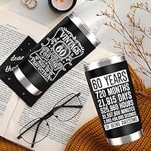 60th Birthday Gifts for Men - Unique Box with 20 Oz Tumbler, Scented Candle, Socks, Baseball Cap for Husband, Dad, Grandpa, Friends, Teachers, Boss