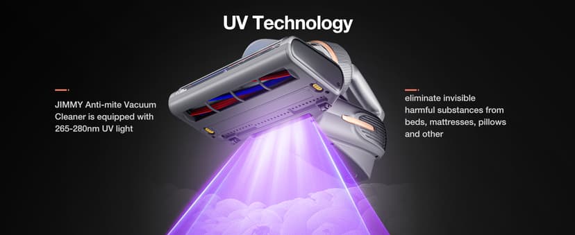 Jimmy BX7 Pro Max Graphene Mattress Vacuum Cleaner with Dust Sensor, Bed Vacuum with UV Light, 550W Powerful 16Kpa Suction Handheld Vacuums Couch Cleaner (Corded)