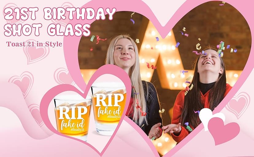 21st Birthday Gift for Her, Happy 21st Birthday Gift for Women, RIP FAKE ID Gift for 21 Year Old Girls Boys, Gift for 21 Year Old Woman, 2004 Happy Birthday Shot Glass, 2004 Birthday Party Decoration