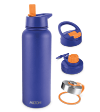 Milton Thermosteel Flip Lid 500, Double Walled Vacuum Insulated Thermos 500 ml | 16 oz | 24 Hours Hot and Cold Water Bottle with Cover, Stainless Steel, BPA Free, Leak Proof | Silver