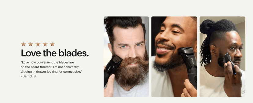 MANSCAPED MANSCAPED® The Beard Hedger® Premium Men's Beard Trimmer, 20 Length Adjustable Blade Wheel, Stainless Steel T-Blade for Precision Facial Hair Trimming, Cordless Waterproof Wet/Dry Clipper