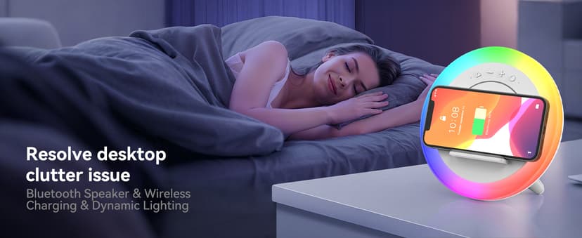 Bluetooth Speaker with Lights, Wireless Charging Speaker, Best Birthday Gift Ideas Teenage,Applicable for Bedroom/Teen Girl Gifts/Please use The Original Adapter(5W Wireless Charging)