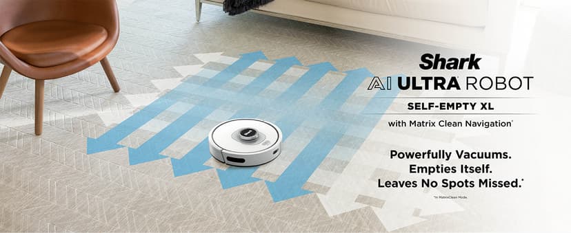 Shark AI Ultra Voice Control Robot Vacuum with Matrix Clean Navigation, Home Mapping, 60-Day Capacity, XL Self-Empty Base for Homes with Pets, Carpet & Hard Floors, Cool Grey