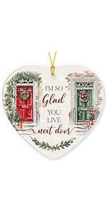 Neighbors Ornament 2025 - Thank You Gifts for Good Neighbors and Friends Next Door, Xmas Appreciation Gift for Women Man, Ceramic Ornaments for Christmas Tree Decor, Cute for Neighbor