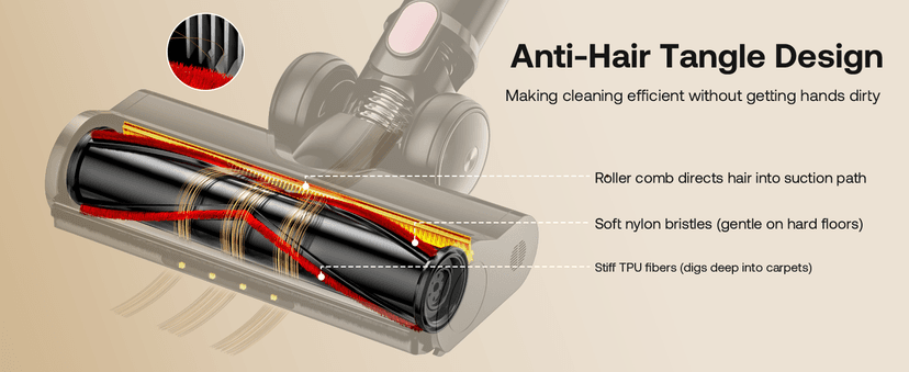 Cordless Vacuum Cleaner, Self-Standing 40Kpa 45Mins Vacuum Cleaners for Home, 8-in-1 Lightweight Stick Vacuum with Anti-tangle Wireless Vacuum for Carpet, Tile, Pet Hair, Hardwood Floors, Black